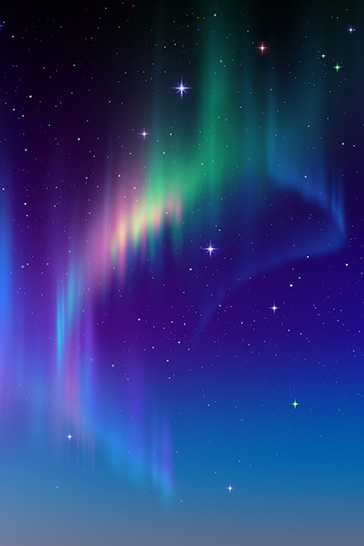 Aurora Borealis in starry polar sky, illustration