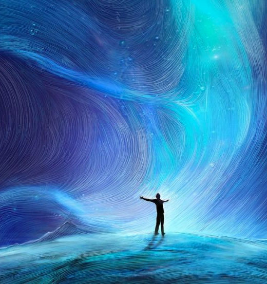 illustration blue sky spiritual aura medical intuition concept
