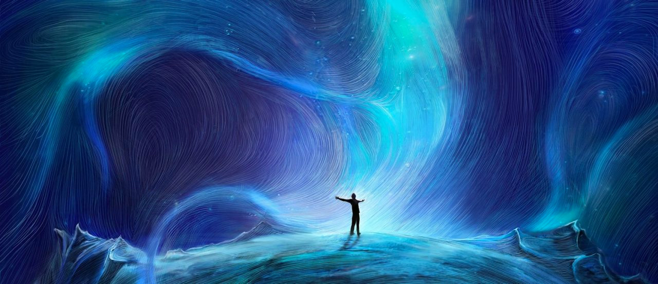 illustration blue sky spiritual aura medical intuition concept