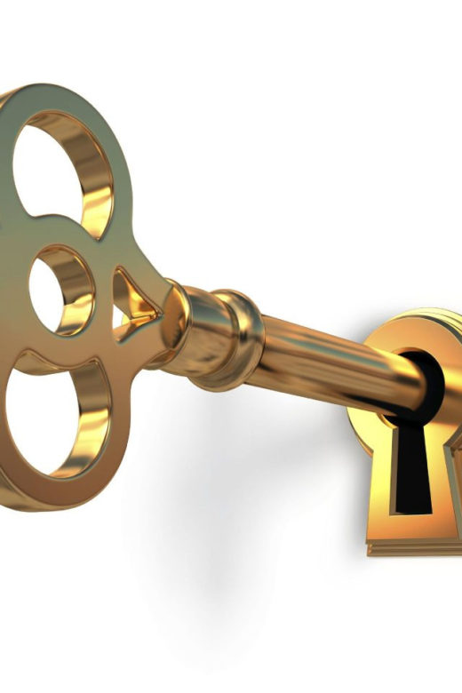 golden key in lock