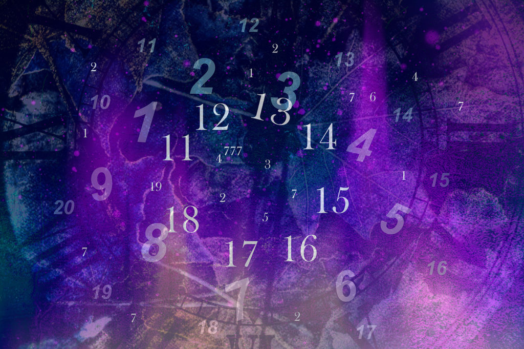 Violet background with clock and numbers